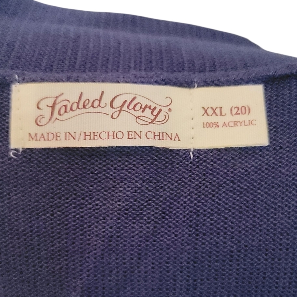 FADED GLORY - 2X Dark Blue Short Sleeve Cardigan - Picture 5 of 8
